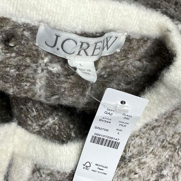 J Crew‎ Cardigan L Grey Cable-knit Sweater Lady Jacket BV344 Gold Buttons Preppy - Picture 5 of 15